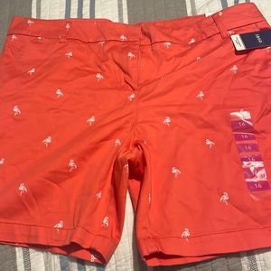 Bermuda shorts calypso coral with flamingos on them by Izod size 16